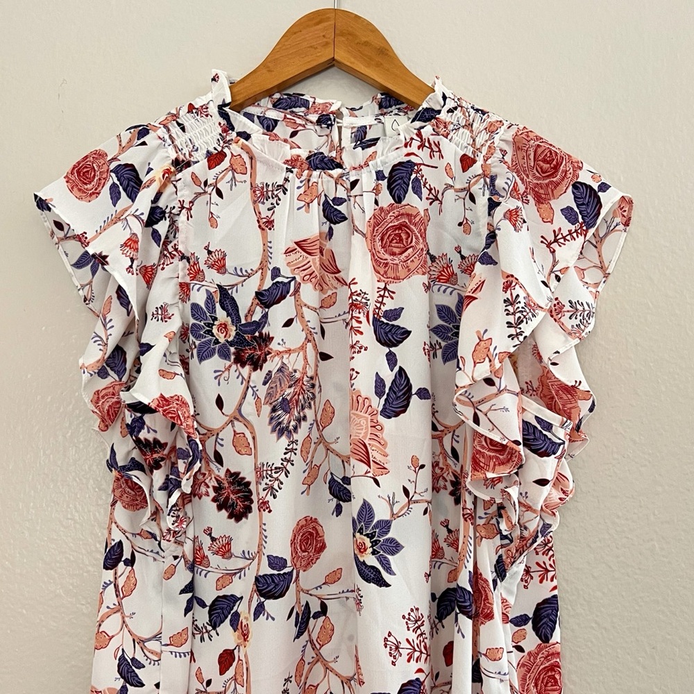 Joie | Ruffled Sleeve Floral Blouse